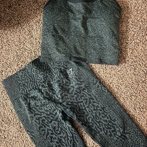 Gymshark Black and Green Activewear Set